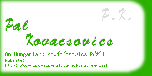 pal kovacsovics business card